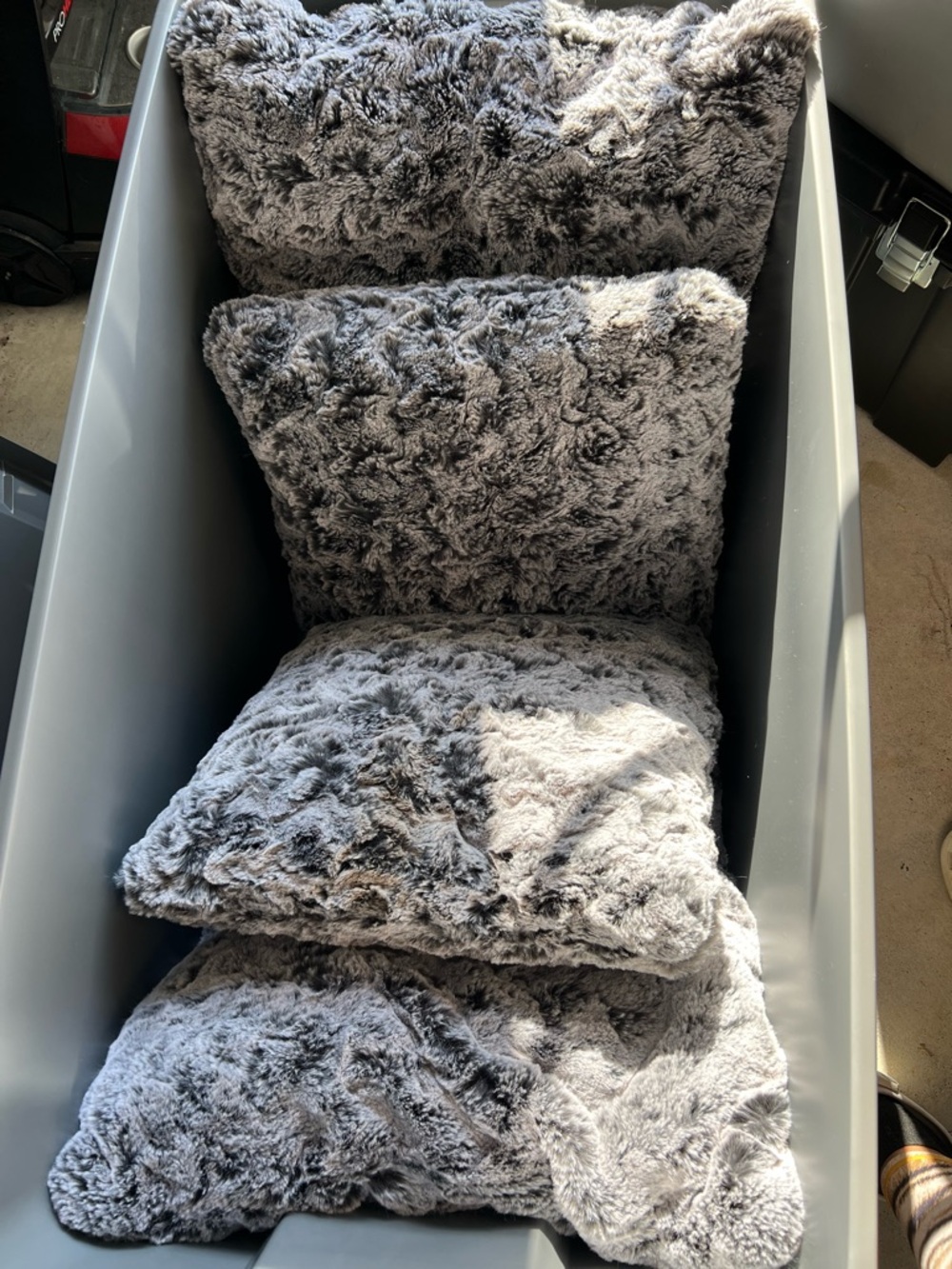 Plush Faux Fur Throw Pillows - Gray